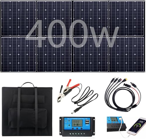 Solarpanel Tragbare Faltbar 400W, Flexible Solar Panel mit Abnehmbarem Power Hub, Wasserdicht IP65 für Outdoor Camping Portable Power Station Wohnmobil Garten Balkon von YCKJXSMA
