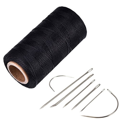 ycnk 260 Meter 1 mm 150D flach Leder gewachst Wax Gewinde Schnur Craft für Heimwerker Leder Hand Naht Nähte schwarz von YCNK