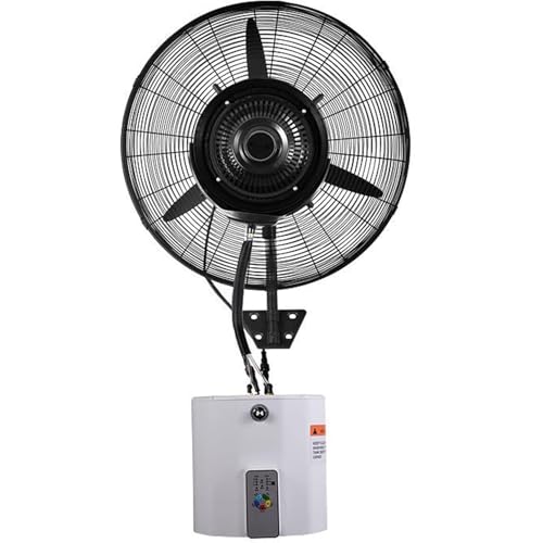 An der Wand montierter Ventilator mit Fernbedienung, Nebelventilator für den Außenbereich, 3 Geschwindigkeitsstufen, 90°-Oszillationsventilator mit Nebel, wasserdichter Sprühkühlventilator (81 cm) von YCNLYSSR