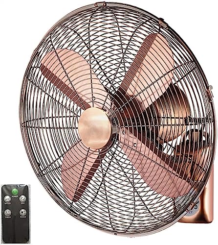 Oszillierender Ventilator zur Wandmontage, Retro-Industrie-Wandventilator aus Metall mit Fernbedienung, 3 Geschwindigkeitsstufen, 3 Modi, leiser Betrieb (Farbe: Fernbedienung (Aluminiumflügel), Größ von YCNLYSSR
