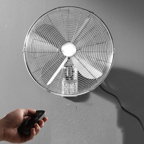 Oszillierender Wandventilator aus Metall, Retro-Wandventilator mit 3 Geschwindigkeiten, mechanisch/ferngesteuert, Wandventilator mit oszillierendem Kopf links und rechts für Außenventilatoren in Ind von YCNLYSSR
