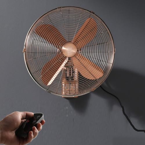 Oszillierender Wandventilator aus Metall, Retro-Wandventilator mit 3 Geschwindigkeiten, mechanisch/ferngesteuert, Wandventilator mit oszillierendem Kopf links und rechts für Außenventilatoren in Ind von YCNLYSSR