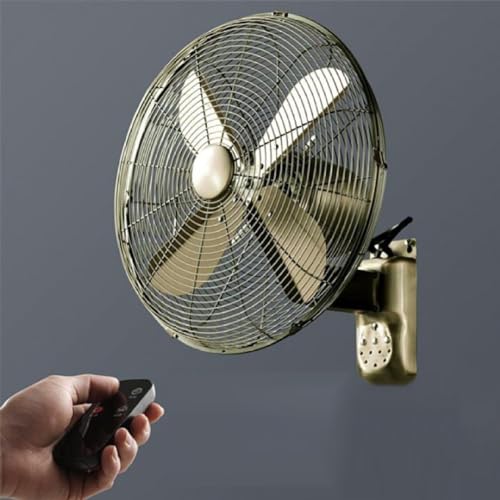 Oszillierender Wandventilator aus Metall, Retro-Wandventilator mit 3 Geschwindigkeiten, mechanisch/ferngesteuert, Wandventilator mit oszillierendem Kopf links und rechts für Außenventilatoren in Ind von YCNLYSSR