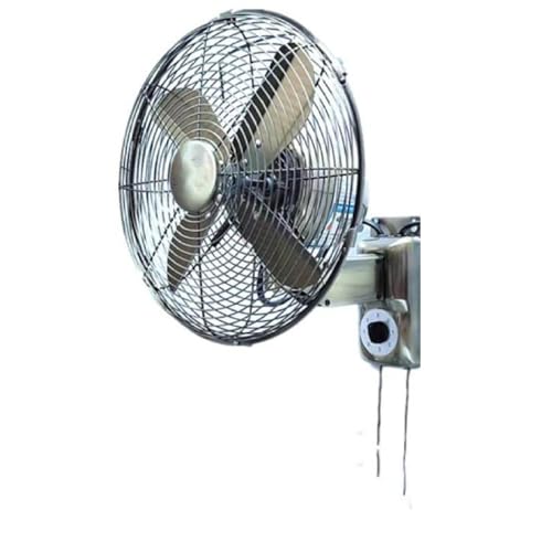 Oszillierender Wandventilator aus Metall, Retro-Wandventilator mit 3 Geschwindigkeiten, mechanisch/ferngesteuert, Wandventilator mit oszillierendem Kopf links und rechts für Außenventilatoren in Ind von YCNLYSSR