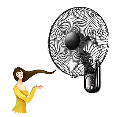 Wandmontierbarer Ventilator mit 3 Geschwindigkeitsstufen, Luftzirkulationssystem, einstellbare Neigung, oszillierender Wandventilator, 7,5-Stunden-Timer, 60-W-Motor, 16 Zoll/18 Zoll, Schwarz mit Fer von YCNLYSSR
