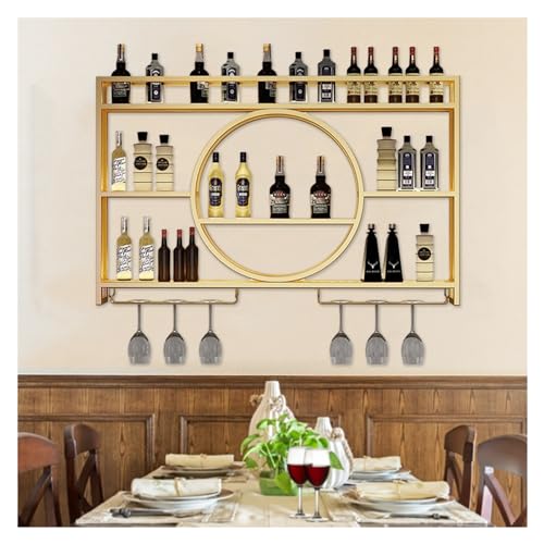 Weinregal zur Wandmontage mit LED-Licht mit Weinglashalter, schwebende Barregale, Regal zur Präsentation von Spirituosenflaschen, Weinglas-Aufbewahrungsregale, Barschrank für den Weinkeller in der K von YCNLYSSR