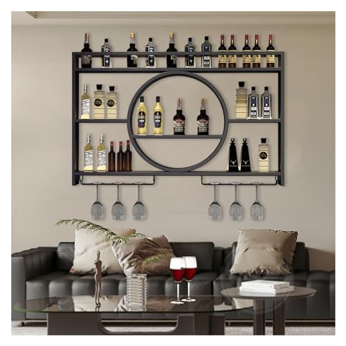 Weinregal zur Wandmontage mit LED-Licht mit Weinglashalter, schwebende Barregale, Regal zur Präsentation von Spirituosenflaschen, Weinglas-Aufbewahrungsregale, Barschrank für den Weinkeller in der K von YCNLYSSR