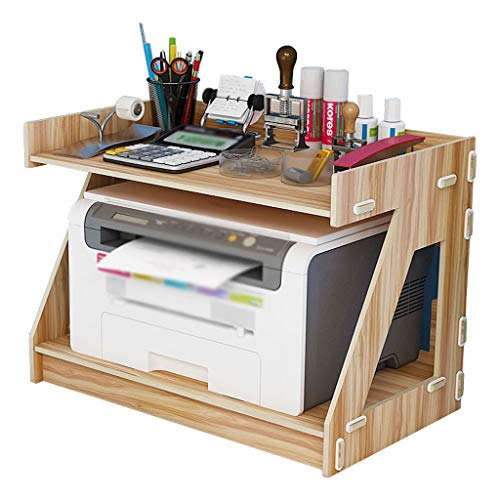 YCNLYSSR Druckerständer, Kleiner Desktop-Druckerständer, Büro-Desktop-Datei-Organizer-Ständer, 2-lagiger Desktop-Multifunktions-Faxgeräte-Regaldruckertisch (weiß), Schreibtischdrucker (Farbe: Beige) von YCNLYSSR