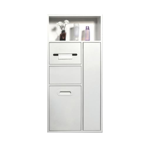 YCNLYSSR Duschnische aus Edelstahl, Einbauregal für Badezimmer mit Schwingeimer und Mülleimer für Toilettenpapier und Abfall. von YCNLYSSR