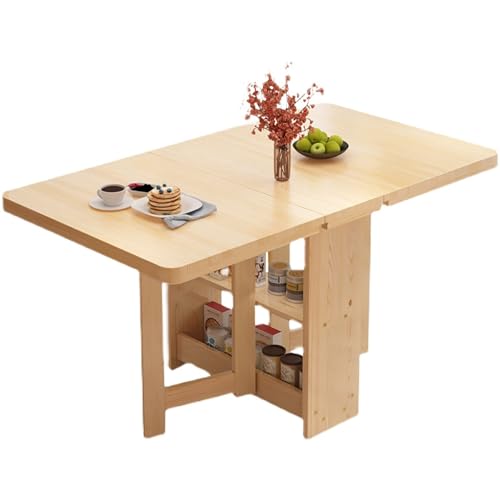 YCNLYSSR Klappbarer Esstisch aus massivem Holz mit 2-lagigem Ablagefach und vielseitigem zusammenklappbarem Design für Küche und Büro. Klapptisch mit klappbaren Verlängerungen in 3 Formen YCNLYSSR Klappbarer Esstisch aus massivem Holz mit 2-lagigem Ablagefach und vielseitigem zusammenklappbarem Design für Küche und Büro. Klapptisch mit klappbaren Verlängerungen in 3 Formen von YCNLYSSR