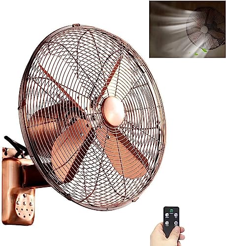 YCNLYSSR Oszillierender Wandventilator, 16/18 Zoll Retro-Metall-Ladenventilator mit Fernbedienung, 90-Grad-Oszillation für Zuhause, Küche und Terrasse von YCNLYSSR