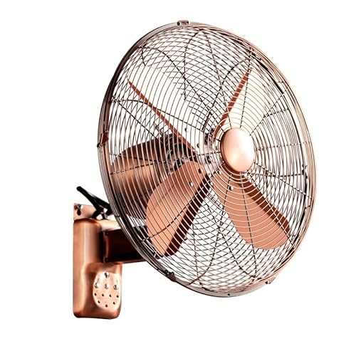 YCNLYSSR Retro-Wandventilator aus Metall mit Fernbedienung | Oszillierender Kopf mit 3 Geschwindigkeiten | Wandmontage für Home-Office- und Industrieräume (Orange, 40 cm) von YCNLYSSR