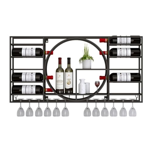 YCNLYSSR Schwarzes, an der Wand montiertes Weinregal aus Metall, schwebende Regale für die Hausbar und die Küche, Flaschen und Gläser, 89,9 x 10,9 x 41,9 cm, perfektes Barzubehör. YCNLYSSR Schwarzes, an der Wand montiertes Weinregal aus Metall, schwebende Regale für die Hausbar und die Küche, Flaschen und Gläser, 89,9 x 10,9 x 41,9 cm, perfektes Barzubehör. von YCNLYSSR