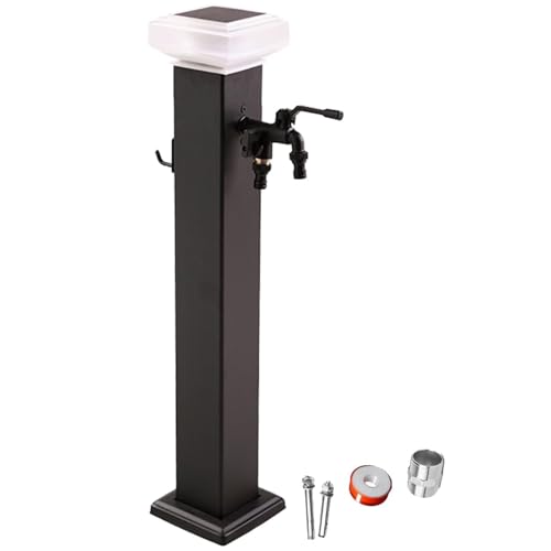 YCNLYSSR Vertikale Solar-Wassersäule für den Garten. Edelstahl-Erdhahn mit Hakendesign. Außenwasserbrunnen für Terrasse, Rasen und Gartendekor. von YCNLYSSR