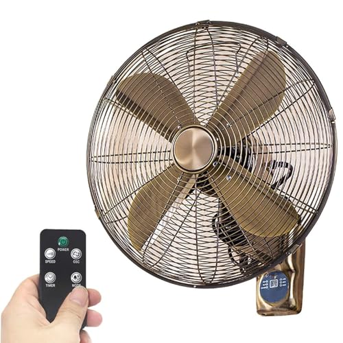 YCNLYSSR Wandmontierter Ventilator mit Fernbedienung, ultraleiser 3-Gang-Betrieb für Garage, Schlafzimmer, Büro, energieeffizienter 60-W-Lüfter (schwarz, 45 x 50 x 30 cm) von YCNLYSSR