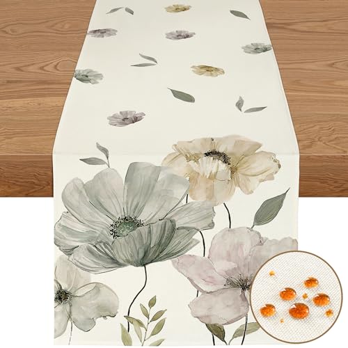 YCOLL Deko Frühling Pflanzen Blumen Tischläufer Frühling Küche Esstisch Dekoration Tischläufer Wasserabweisend , Outdoor Tischläufer Abwaschbar für Tischläufer für Esszimmer Party Dekoration von YCOLL