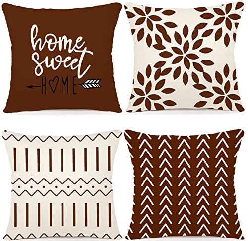 YCOLL Kissenbezüge 4er Set Kissenbezüge leinen Kissenbezug Dekokissen Kissenbezüge für Sofa Gartenbett Couch Kissen 40x40cm （4er Set） von YCOLL