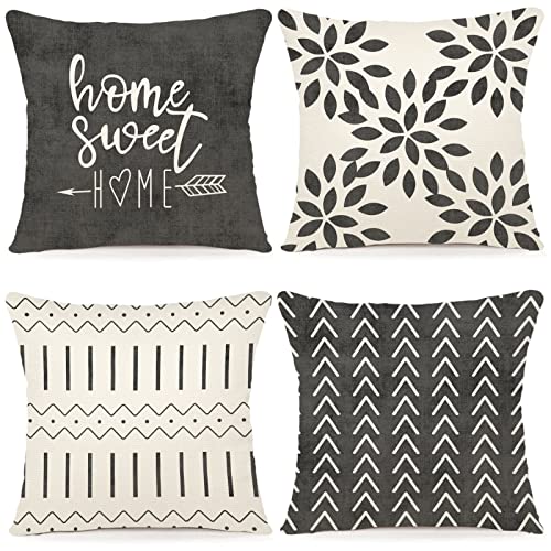 YCOLL Kissenbezüge 4er Set Kissenbezüge leinen Kissenbezug Dekokissen Kissenbezüge für Sofa Gartenbett Couch Kissen 45x45cm （4er Set） von YCOLL