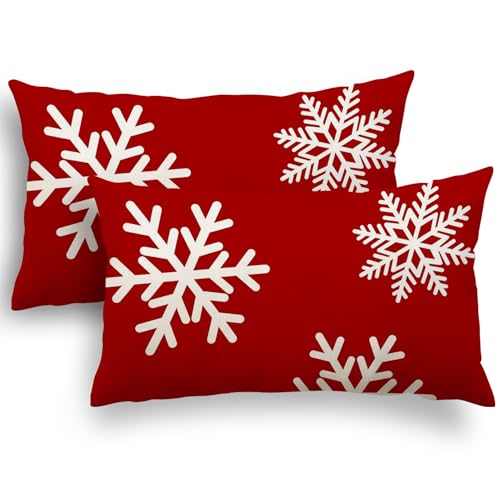YCOLL Kissenbezug 30x50 2er Set Kissenbezug Weihnachten Kissenbezüge Dekokissen Leinen Kissenhüllen für Deko Weihnachten Sofa Schlafzimmer Couch 30x50 cm von YCOLL