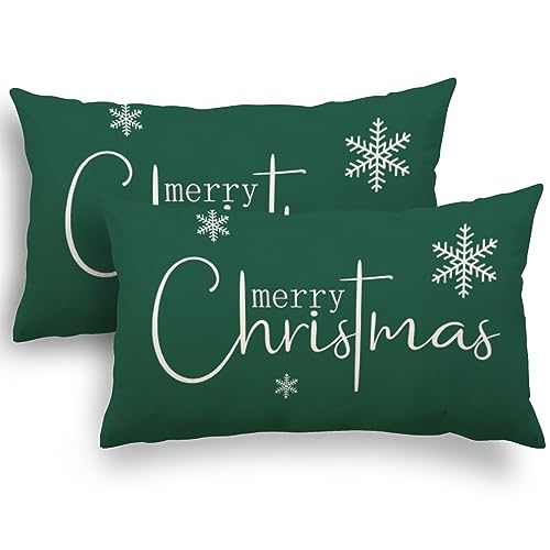 YCOLL Kissenbezug 30x50 2er Set Kissenbezug Weihnachten Kissenbezüge Dekokissen Leinen Kissenhüllen für Deko Weihnachten Sofa Schlafzimmer Couch 30x50 cm von YCOLL