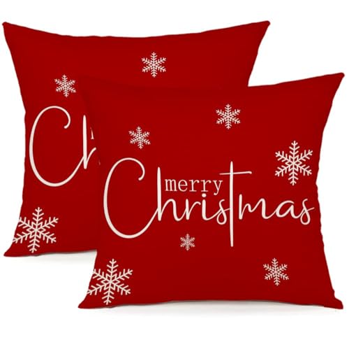 YCOLL Kissenbezug 40x40 2er Set Kissenbezug Weihnachten Kissenbezüge Dekokissen Leinen Kissenhüllen für Deko Weihnachten Sofa Schlafzimmer Couch 40x40 cm von YCOLL