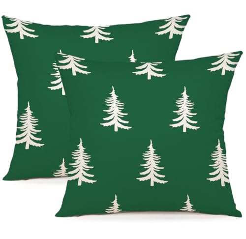 YCOLL Kissenbezug 50x50 2er Set Kissenbezug Weihnachten Kissenbezüge Dekokissen Leinen Kissenhüllen für Deko Weihnachten Sofa Schlafzimmer Couch 50x50 cm von YCOLL