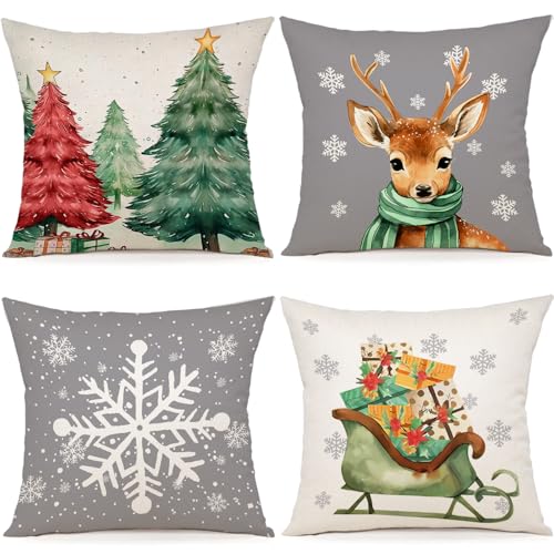 YCOLL Kissenbezug Weihnachten 40x40 4er Set Weihnachtsdeko innen Kissenbezüge Weihnachtskissen Kissenhülle für Deko Weihnachten Sofa Schlafzimmer Couch Dekokissen 40x40 cm YCOLL Kissenbezug Weihnachten 40x40 4er Set Weihnachtsdeko innen Kissenbezüge Weihnachtskissen Kissenhülle für Deko Weihnachten Sofa Schlafzimmer Couch Dekokissen 40x40 cm von YCOLL