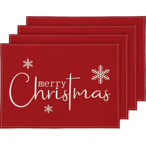 YCOLL Platzset Weihnachten 4er Set Weihnachtsdeko Tisch Tischsets Platzsets Abwaschbar Platzdeckchen Rot Weihnachtsuntersetzer für Drinnen und Draußen Esszimmer Party Dekoration 30x45cm YCOLL Platzset Weihnachten 4er Set Weihnachtsdeko Tisch Tischsets Platzsets Abwaschbar Platzdeckchen Rot Weihnachtsuntersetzer für Drinnen und Draußen Esszimmer Party Dekoration 30x45cm von YCOLL