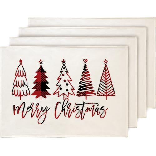 YCOLL Platzset Weihnachten 4er Set Weihnachtsdeko Tisch Tischsets Platzsets Abwaschbar Platzdeckchen Rot Weihnachtsuntersetzer für Drinnen und Draußen Esszimmer Party Dekoration 30x45cm YCOLL Platzset Weihnachten 4er Set Weihnachtsdeko Tisch Tischsets Platzsets Abwaschbar Platzdeckchen Rot Weihnachtsuntersetzer für Drinnen und Draußen Esszimmer Party Dekoration 30x45cm von YCOLL