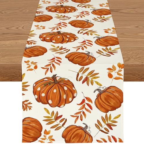 YCOLL Tischläufer Herbst 40x140cm – Orange Tischdecke Herbstdeko in Leinen Modernes Kürbis Design, Wasserabweisend & Waschbar Ideal für Esstisch, Küche, Outdoor Drinnen Party- oder Urlaubsdeko YCOLL Tischläufer Herbst 40x140cm – Orange Tischdecke Herbstdeko in Leinen Modernes Kürbis Design, Wasserabweisend & Waschbar Ideal für Esstisch, Küche, Outdoor Drinnen Party- oder Urlaubsdeko von YCOLL