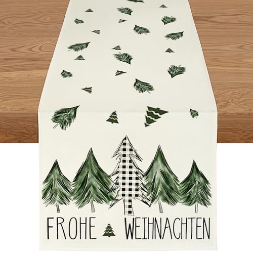 YCOLL Tischläufer Weihnachten Wasserabweisender Tischläufer in Grün, Modernes Weihnachtstischläufer Winter Weihnachtsdeko für Esstisch, Küche & Outdoor Deko YCOLL Tischläufer Weihnachten Wasserabweisender Tischläufer in Grün, Modernes Weihnachtstischläufer Winter Weihnachtsdeko für Esstisch, Küche & Outdoor Deko von YCOLL