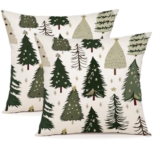 YCOLL Weihnachtsdeko 40x40 2er Set Kissenbezug Weihnachten Kissenbezüge Dekokissen Weihnachtskissen Kissenhüllen für Deko Weihnachten Sofa Schlafzimmer Couch 40x40 cm von YCOLL