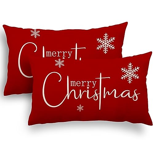 YCOLL Weihnachtsdeko 40x60 2er Set Kissenbezug Weihnachten Kissenbezüge Dekokissen Leinen Kissenhüllen für Deko Weihnachten Sofa Schlafzimmer Couch 40x60 cm von YCOLL