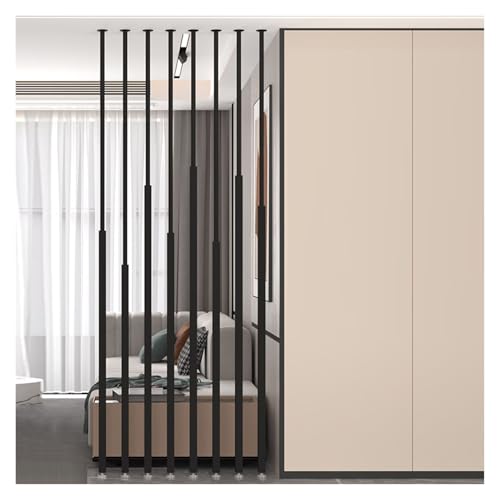 8-teiliger Bodenstehender Raumteiler Mit Höhenverstellbarem Säulen-Dekorgitter, Geeignet for Badezimmer, Wohnzimmer Und Eingangsbereiche(Black,120cm/47.2in/3.93ft) von YCOVSFP