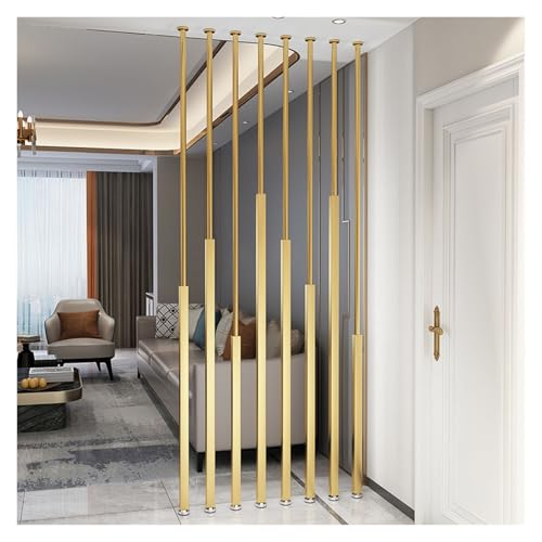 8-teiliger Bodenstehender Raumteiler Mit Höhenverstellbarem Säulen-Dekorgitter, Geeignet for Badezimmer, Wohnzimmer Und Eingangsbereiche(Gold,140cm/55.1in/4.6ft) von YCOVSFP