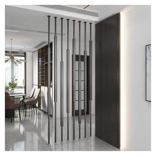 8-teiliger Eingangsbereich-Trennwandschirm Mit Unabhängiger Trennstange, DIY-Wandpaneel, Geeignet for Badezimmer, Wohnzimmer Und Eingangsbereiche, Kein Bohren Erforderlich(Black,220cm/86.61in/7.21ft) von YCOVSFP
