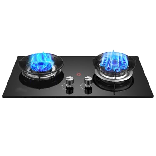 Gasherd 2 Brenner 4,8/5,2 KW, Schwarze Hartglasplatte, Mit Flammendurchschlagschutz, Geeignet For Die Küche Zu Hause(LPG) von YCOVSFP