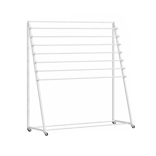 YCOVSFP 8-lagiges Metallband-Aufbewahrungsregal, Stoffrollen-Vinyl-Aufbewahrungsregal for Bastelräume, Konditoreien, Fensterfolien, Tapeten, Vorhänge(White,120x40x120cm) von YCOVSFP