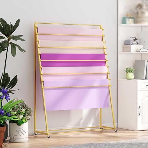 YCOVSFP 8-stufiges Band-Aufbewahrungsregal, Vinyl-Aufbewahrungswagen, Stoffrollen-Aufbewahrungsregal for Tapeten, Autofensterfolien, Medienstoffrollen(Gold,120x40x100cm) von YCOVSFP