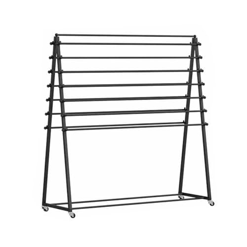YCOVSFP Doppelseitiger Metallbandständer, Großer Kommerzieller Stoffrollenständer, Vinyl-Aufbewahrungswagen Mit 15 Rollen Kapazität for Fensterfolien, Tapeten, Vorhänge(Black,120x40x80cm) von YCOVSFP