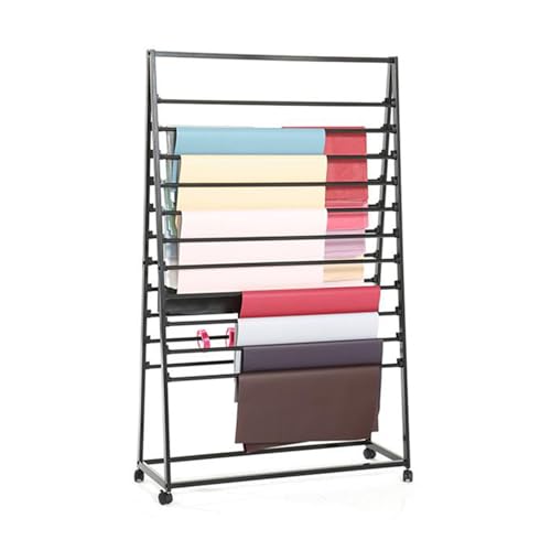 YCOVSFP Doppelseitiges Metallbandregal, Großes Kommerzielles Stoffrollendisplay, Vinylrollen-Aufbewahrungsregal for Fensterfolien, Tapeten, Vorhänge(165x40x70cm) von YCOVSFP