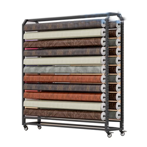 YCOVSFP Großer Kommerzieller Stoffrollen-Organizer, Fasst 8/10/12 Vinylrollen. Großer Papierrollen-Organizer for Fensterfolien, Tapeten, Vorhänge.(170x45x143cm-8Rod) von YCOVSFP