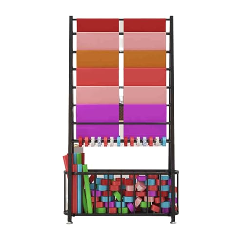 YCOVSFP Großes Kommerzielles Stoffrollendisplay, Doppelseitiges Bandregal, Vinyl-Aufbewahrungswagen Zur Präsentation Von Vinylrollen/Lederrollen/Fensterfolien/Tapeten(Black,170x45x80cm) von YCOVSFP