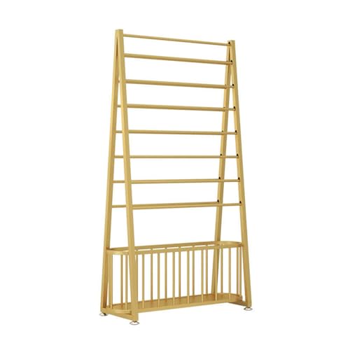 YCOVSFP Großes Kommerzielles Stoffrollendisplay, Doppelseitiges Bandregal, Vinyl-Aufbewahrungswagen Zur Präsentation Von Vinylrollen/Lederrollen/Fensterfolien/Tapeten(Gold,170x45x100cm) von YCOVSFP
