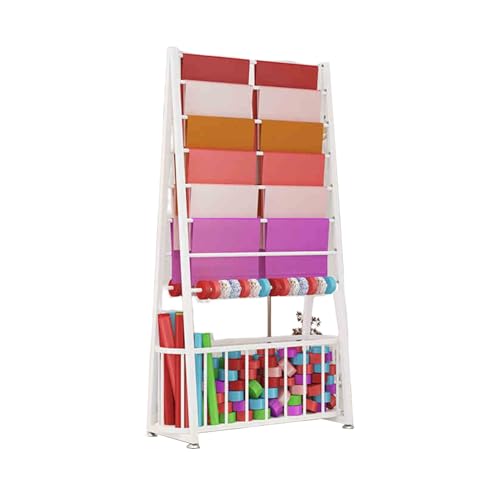 YCOVSFP Großes Kommerzielles Stoffrollendisplay, Doppelseitiges Bandregal, Vinyl-Aufbewahrungswagen Zur Präsentation Von Vinylrollen/Lederrollen/Fensterfolien/Tapeten(White,170x45x80cm) von YCOVSFP