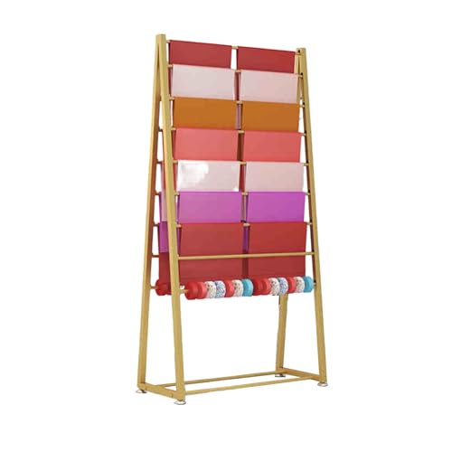 YCOVSFP Kommerzieller Stoffrollen-Organizer, Vinyl-Aufbewahrungswagen Mit Einer Kapazität Von 15 Rollen, Doppelseitiges Bandregal for Vinylrollen/Lederrollen/Fensterfolie(Gold,170x45x80cm) von YCOVSFP
