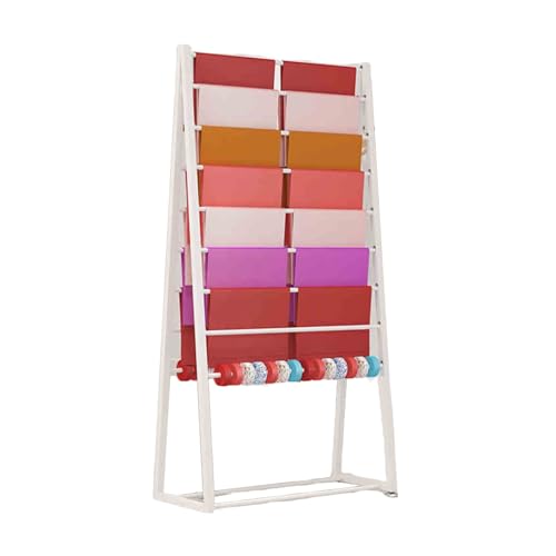 YCOVSFP Kommerzieller Stoffrollen-Organizer, Vinyl-Aufbewahrungswagen Mit Einer Kapazität Von 15 Rollen, Doppelseitiges Bandregal for Vinylrollen/Lederrollen/Fensterfolie(White,170x45x100cm) von YCOVSFP