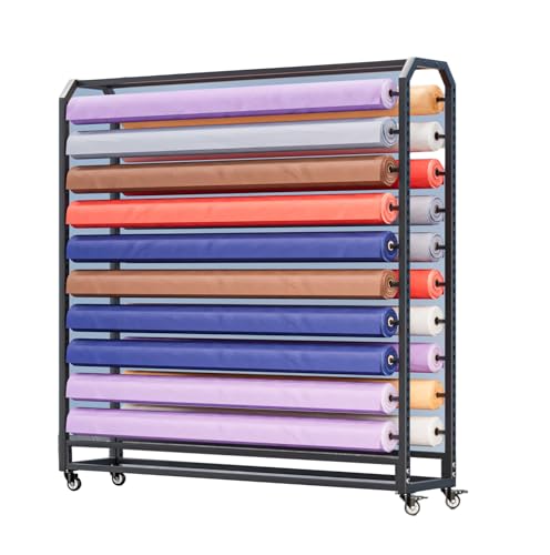 YCOVSFP Mobiles Vinylrollenregal for 8/10/12 Rollen, Stoffrollen-Lagerregal, Stahl-Lagerregal Zur Präsentation Von Vinylrollen/Lederrollen/Fensterfolien/Tapeten(170x45x173cm-12Rod) von YCOVSFP