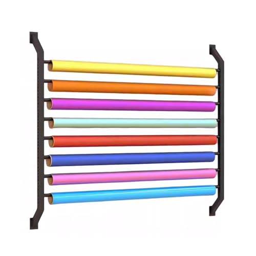 YCOVSFP Papierrollen-Organizer, Vinyl-Regal Zur Wandmontage, for 8 Rollen Vinyl, Transferpapierband, Tapeten, Fensterfolie, Wandmontierte Garagenaufbewahrung(H-130CM) von YCOVSFP