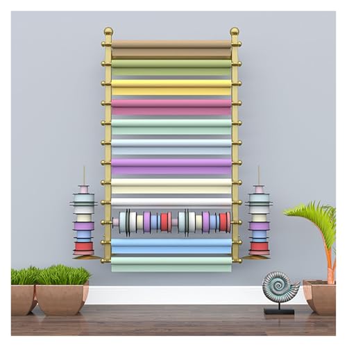 YCOVSFP Stoffrollen-Organizer, Metallband-Organizer, Vinylrollen-Regal for Fensterfolie, Tapeten, Vorhänge(Gold,120x120x20cm) von YCOVSFP